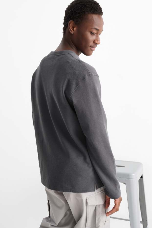 Herren - Langarmshirt - dunkelgrau