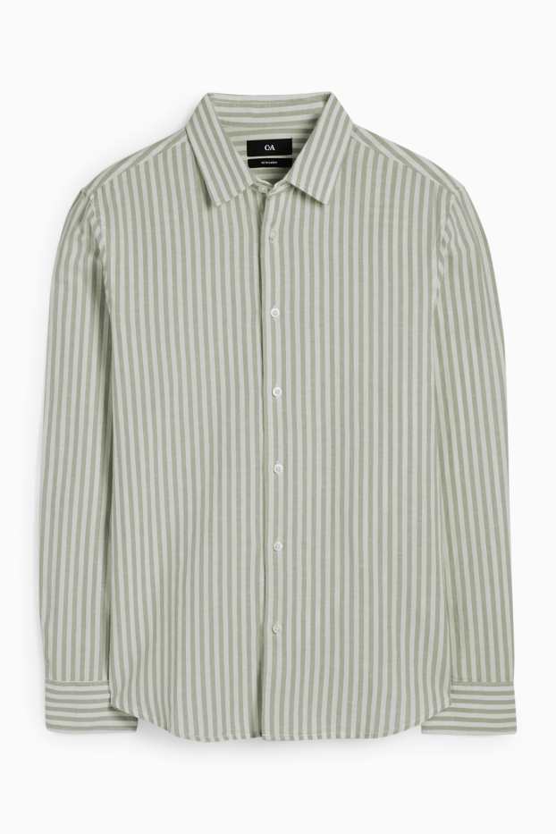 Hommes - Chemise avec teneur en lin - regular fit - col kent - à rayures - vert