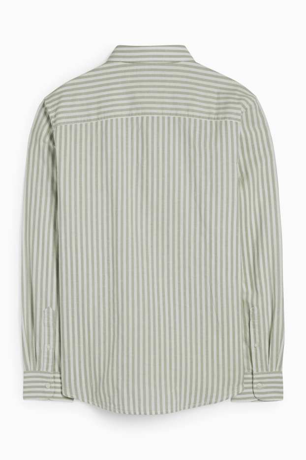Hommes - Chemise avec teneur en lin - regular fit - col kent - à rayures - vert