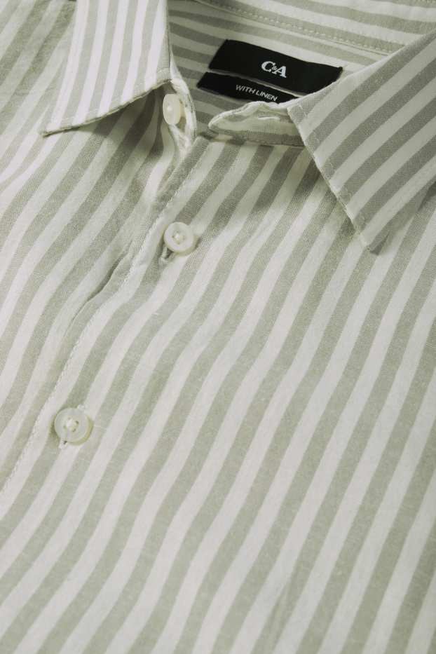 Hommes - Chemise avec teneur en lin - regular fit - col kent - à rayures - vert