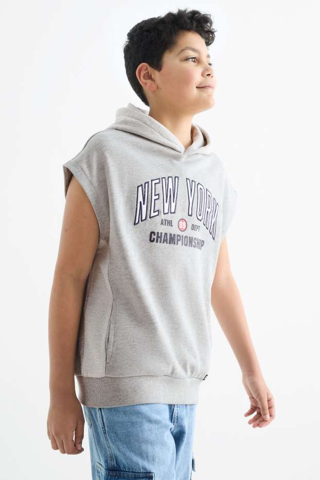 Children Boys - New York - sleeveless hoodie - light gray-melange