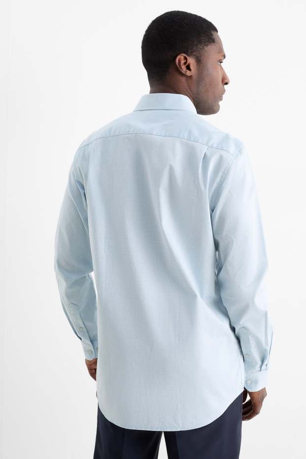 Hommes - Chemise de bureau - regular fit - col kent - facile à repasser - texturé - bleu clair