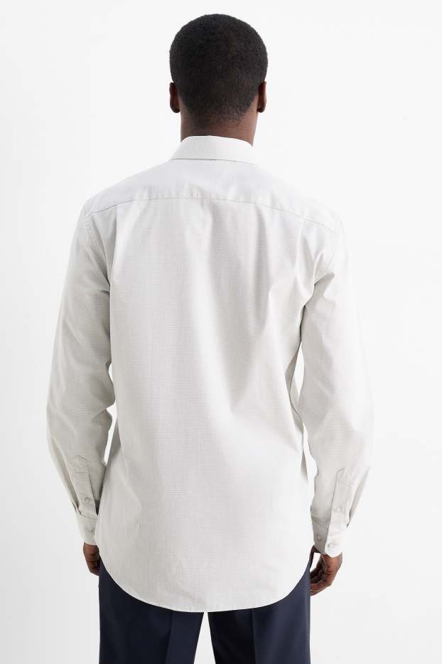 Uomo - Camicia business - regular fit - collo all'italiana - senza necessità di stiratura - tessuto tramato - grigio chiaro