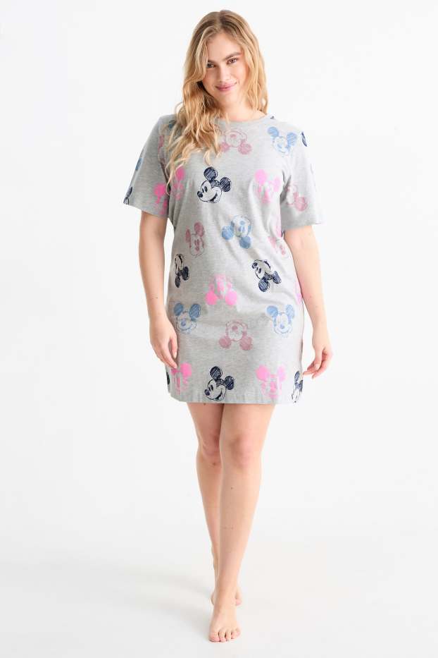 Femmes - Chemise de nuit - Mickey Mouse - gris clair chiné