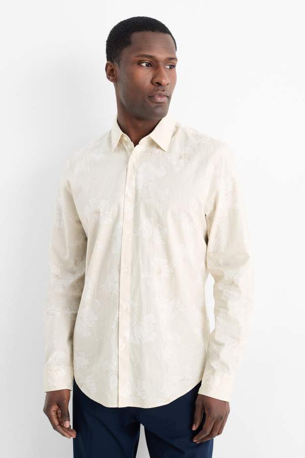 Herren - Hemd - Regular Fit - Kent - gemustert - hellbeige
