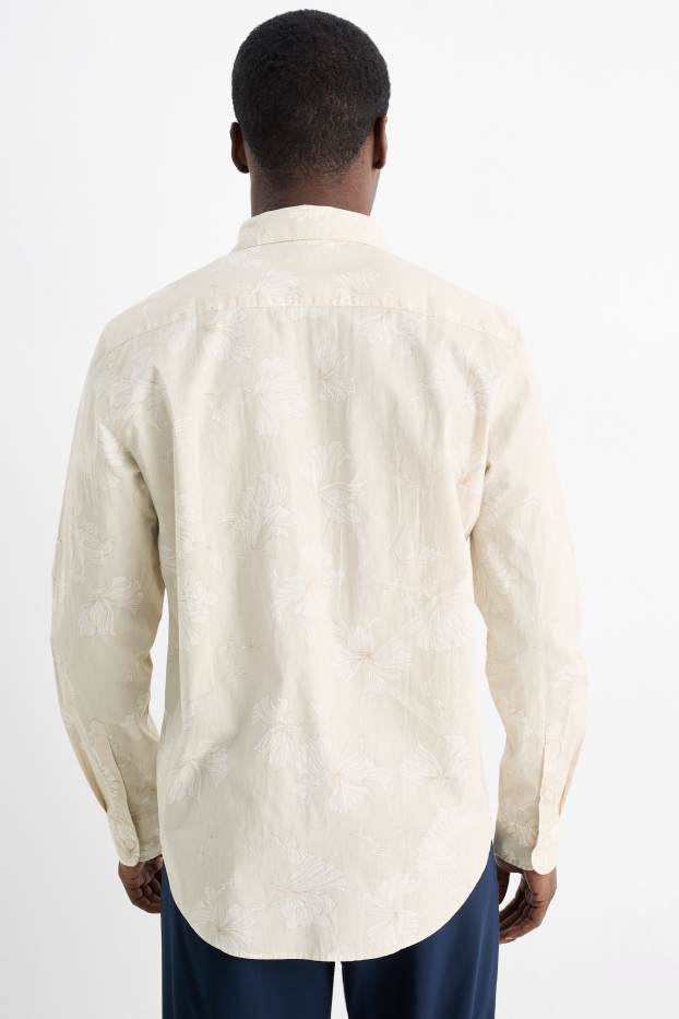 Herren - Hemd - Regular Fit - Kent - gemustert - hellbeige