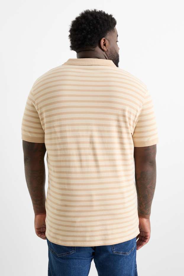 Heren - Poloshirt - gestreept - beige
