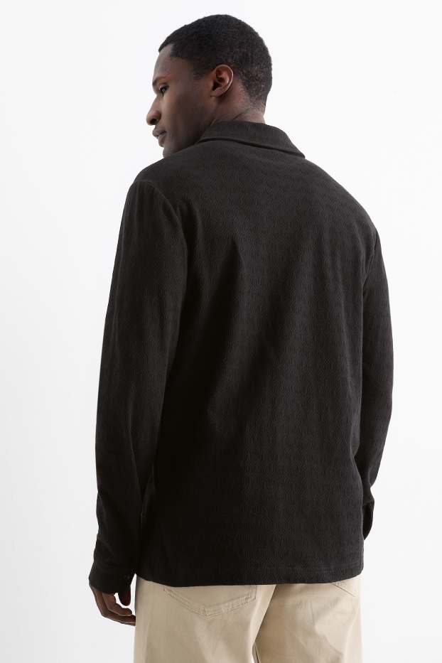 Hommes - Polo - texturé - noir