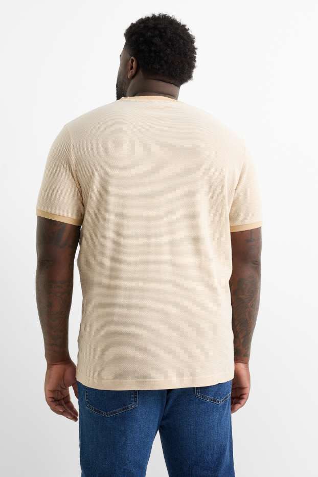 Hommes - T-shirt - texturé - beige
