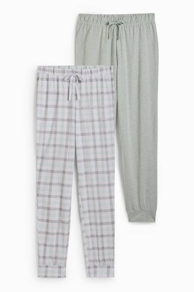 Damen - Multipack 2er - Pyjamahose - grau