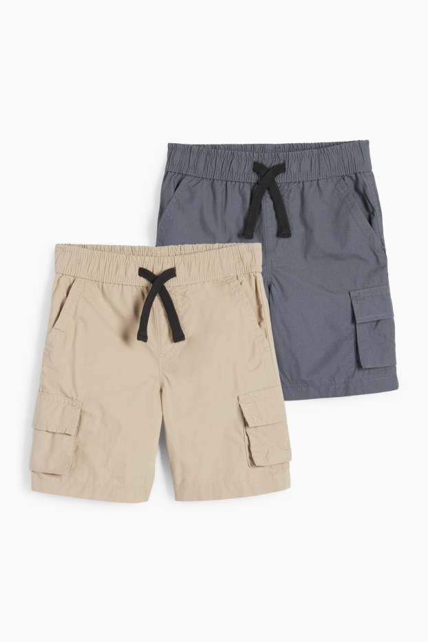 Kinder Buben - Multipack 2er - Cargoshorts - taupe