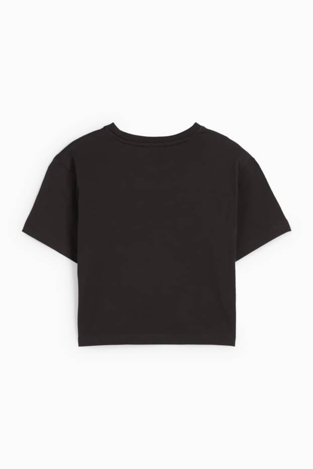 Dames - Kort T-shirt - SmileyWorld® - zwart