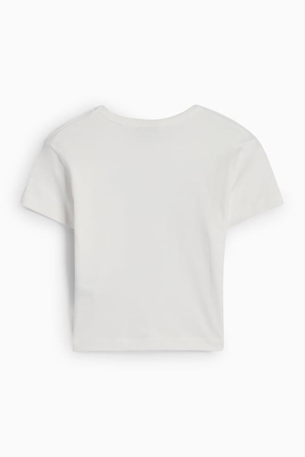 Copii - Fete - Pisică - tricou cu mânecă scurtă - alb
