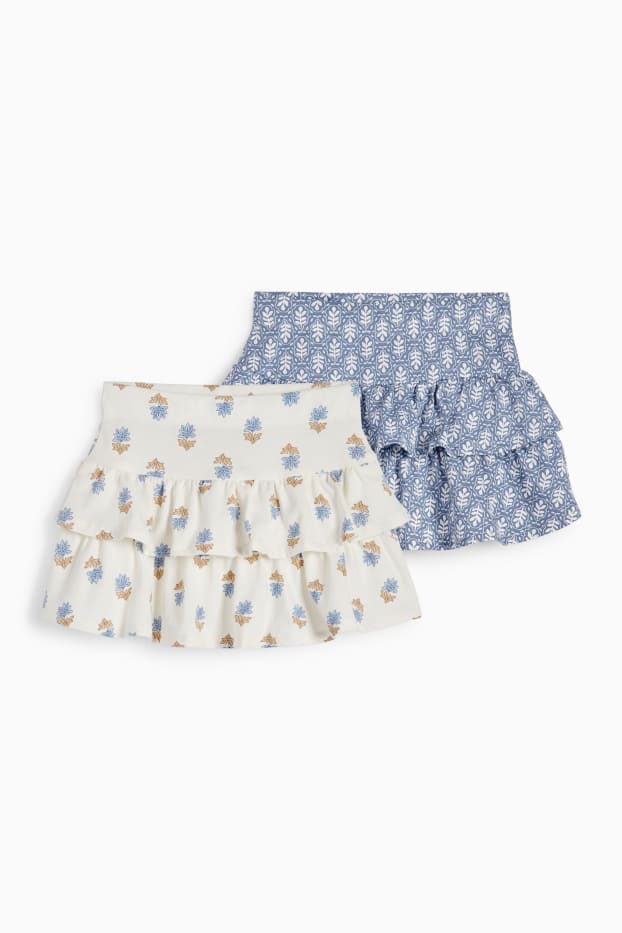 Enfants filles - Lot de 2 - jupe - à fleurs - bleu