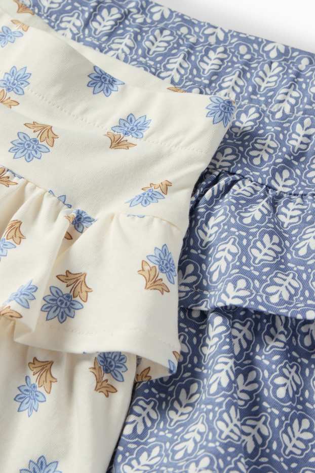 Enfants filles - Lot de 2 - jupe - à fleurs - bleu