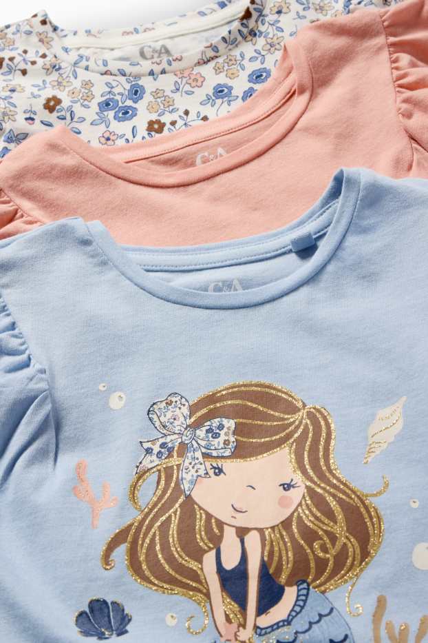 Nena - Paquet de 3 - sirena - samarreta de màniga curta - blau clar
