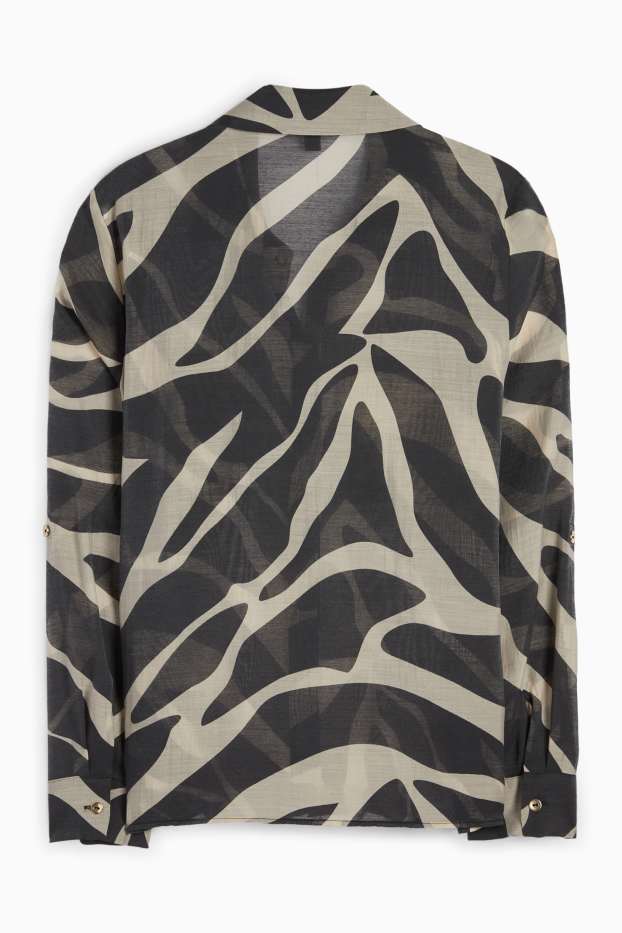 Women - Blouse - patterned - black / beige
