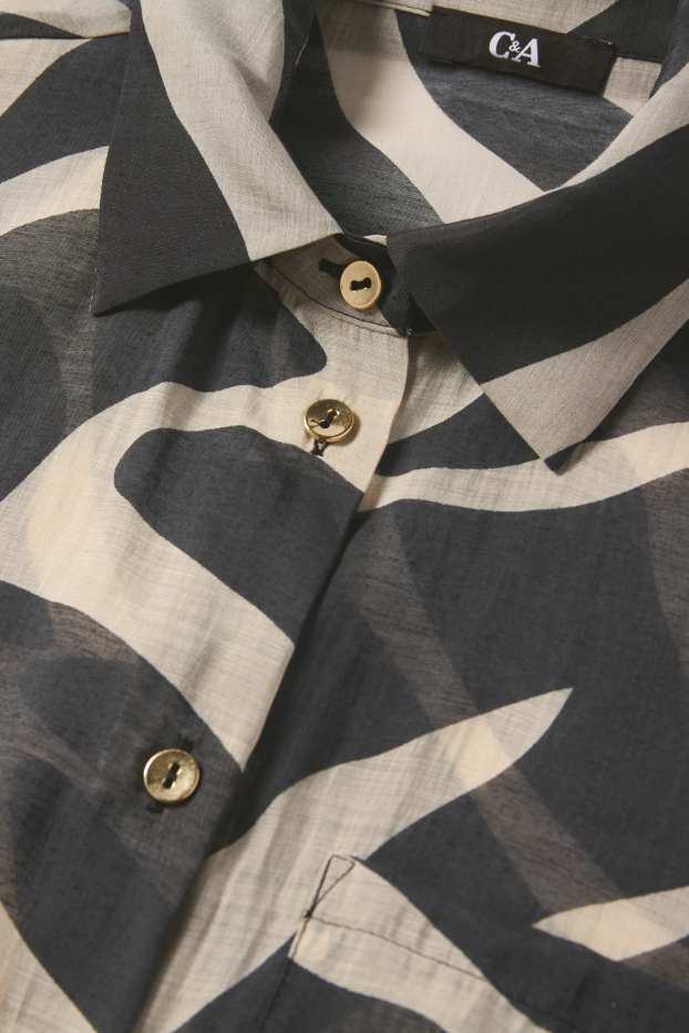 Women - Blouse - patterned - black / beige