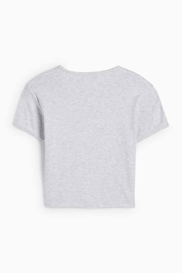 Copii - Fete - Urs - tricou cu mânecă scurtă - gri deschis melanj