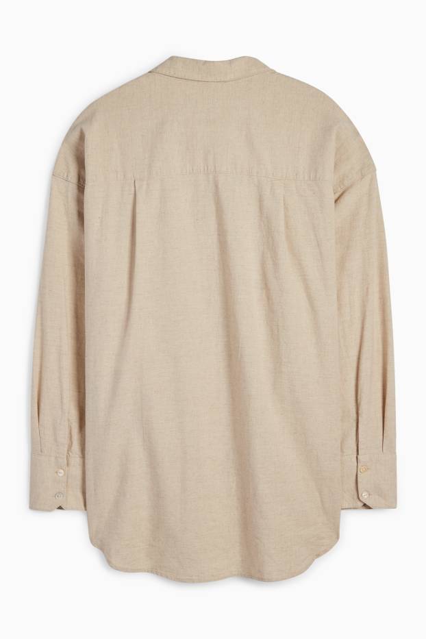 Femmes - Chemisier - lin mélangé - beige
