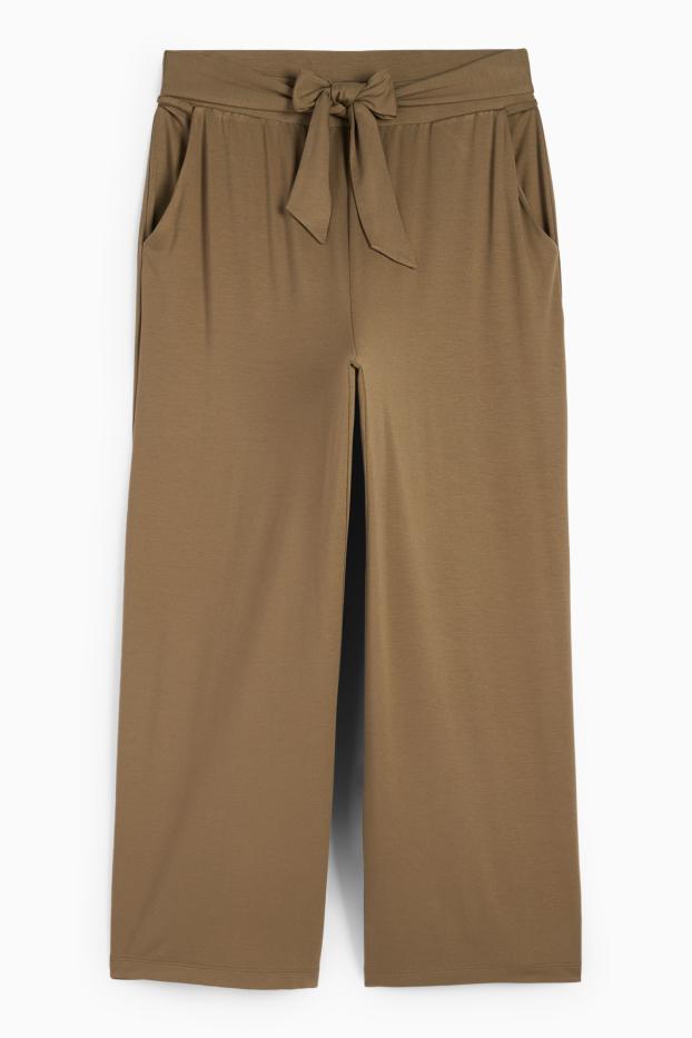 Femei - Pantaloni din jerseu - talie medie - straight fit - kaki