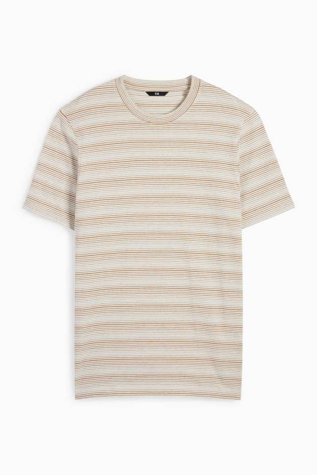 Herren - T-Shirt - Regular Fit - gestreift - hellbraun