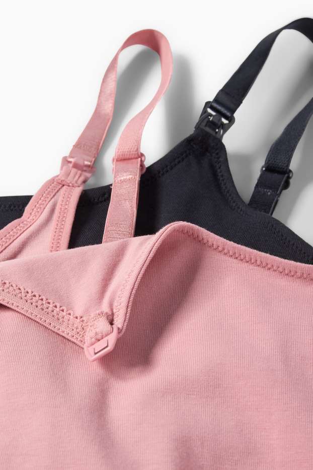 Dames - Set van 2 - voedingstop - zwart / roze