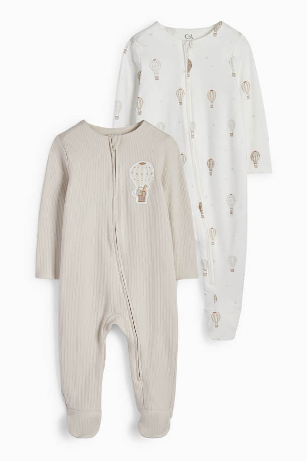 Unisex - Wielopak, 2 szt. - balon - piżamka niemowlęca - jasny beż
