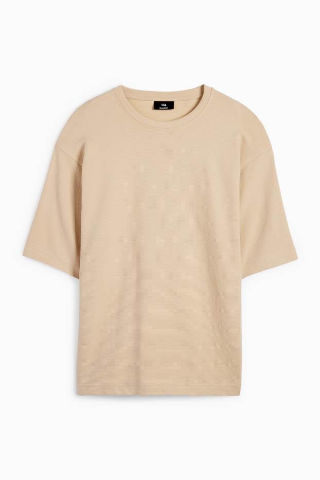 Uomo - T-shirt - relaxed fit - a coste - beige