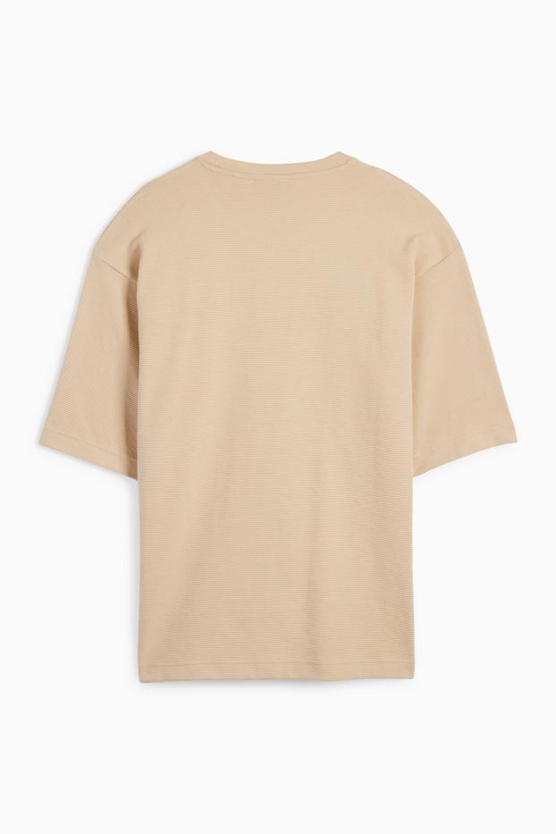 Uomo - T-shirt - relaxed fit - a coste - beige