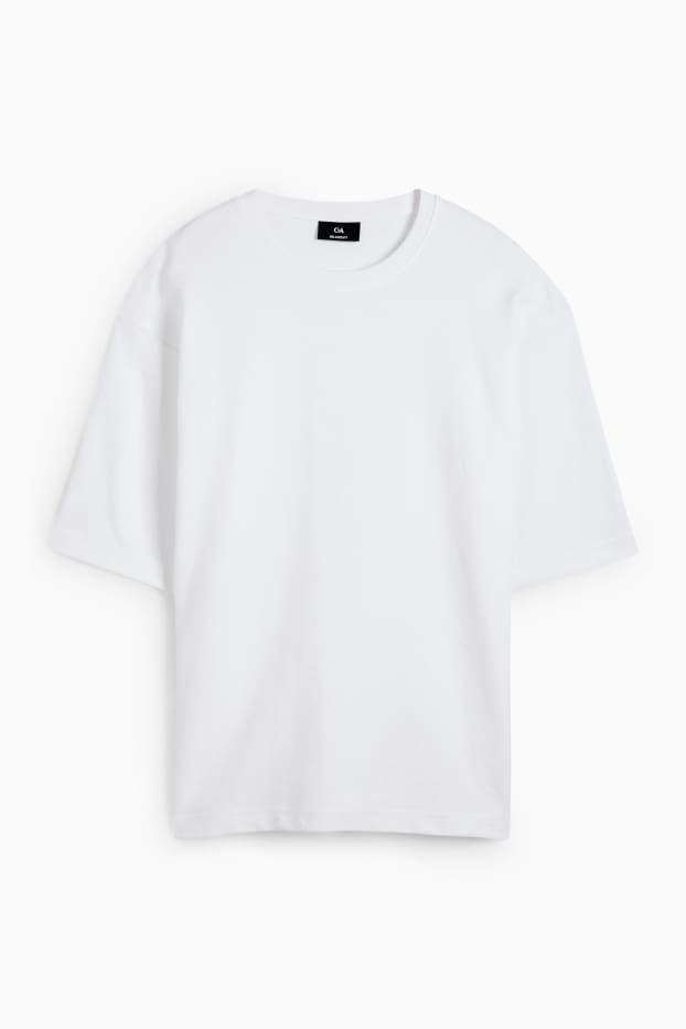 Hommes - T-shirt - relaxed fit - côtelé - blanc