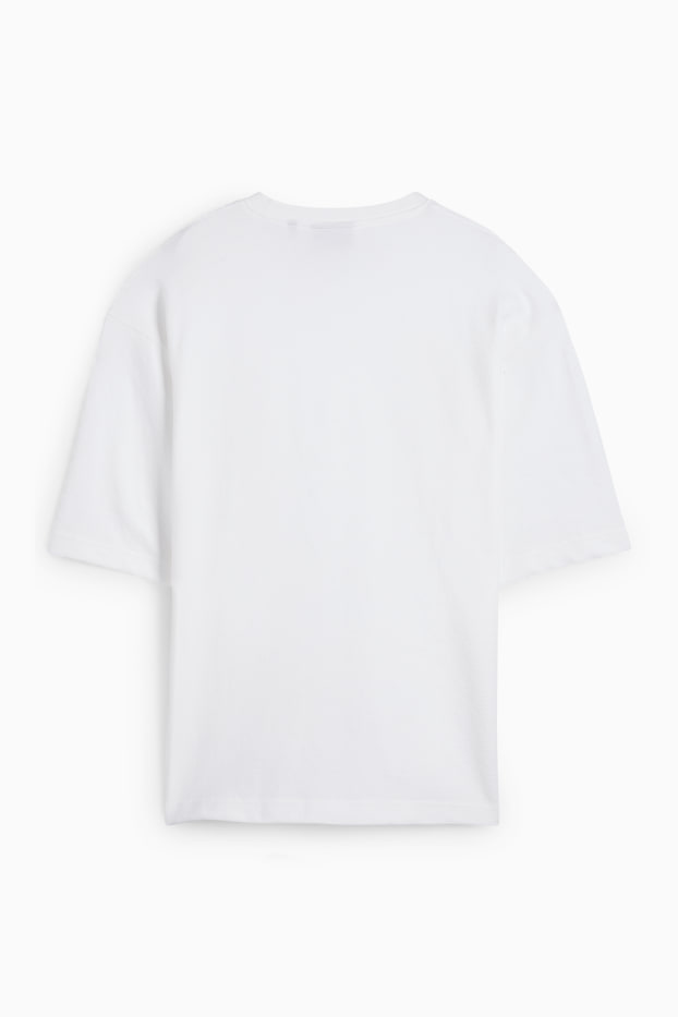 Hommes - T-shirt - relaxed fit - côtelé - blanc