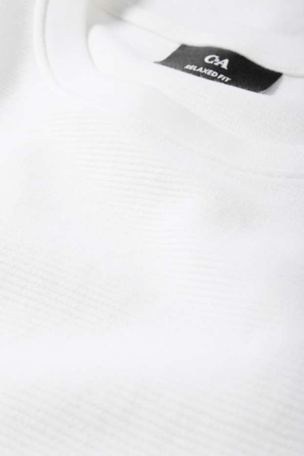 Hommes - T-shirt - relaxed fit - côtelé - blanc