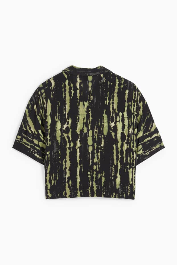 Women - Blouse - patterned - dark green / black