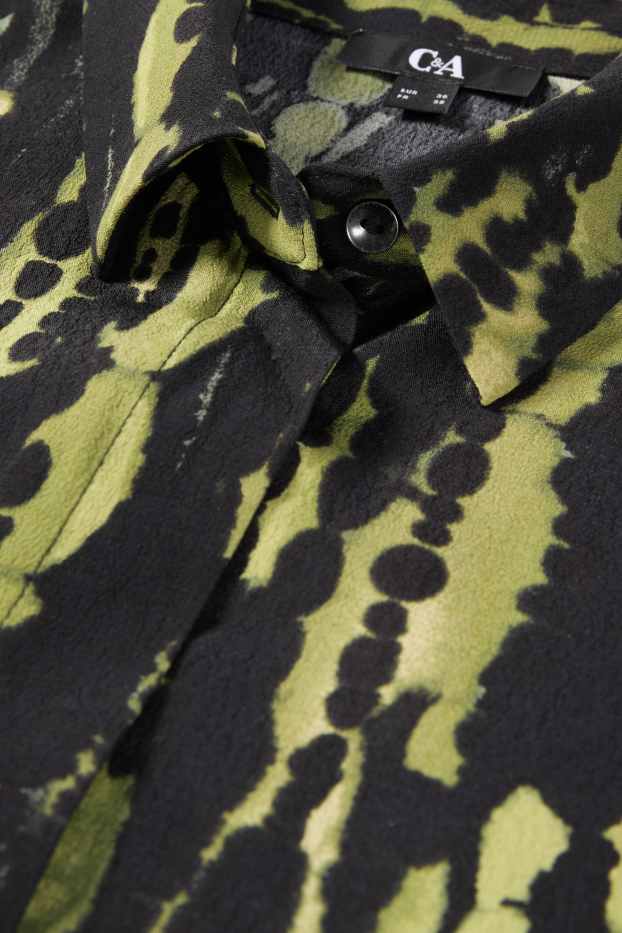 Women - Blouse - patterned - dark green / black