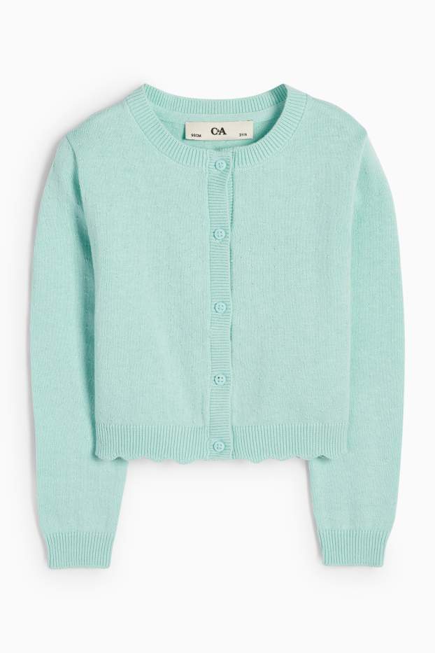 Děti - dívky - Pletený kardigan - tyrkysová