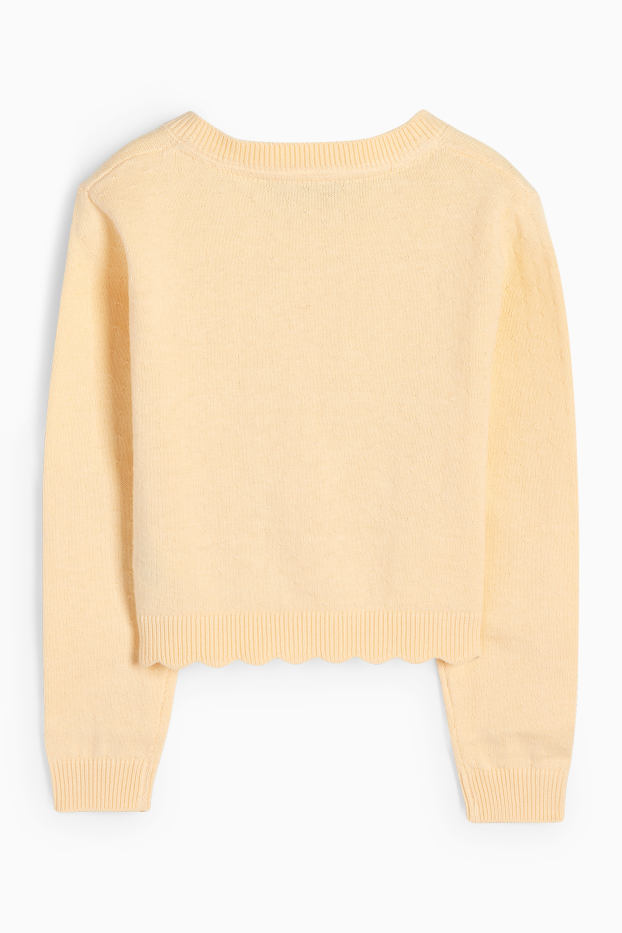 Děti - dívky - Pletený kardigan - světle žlutá