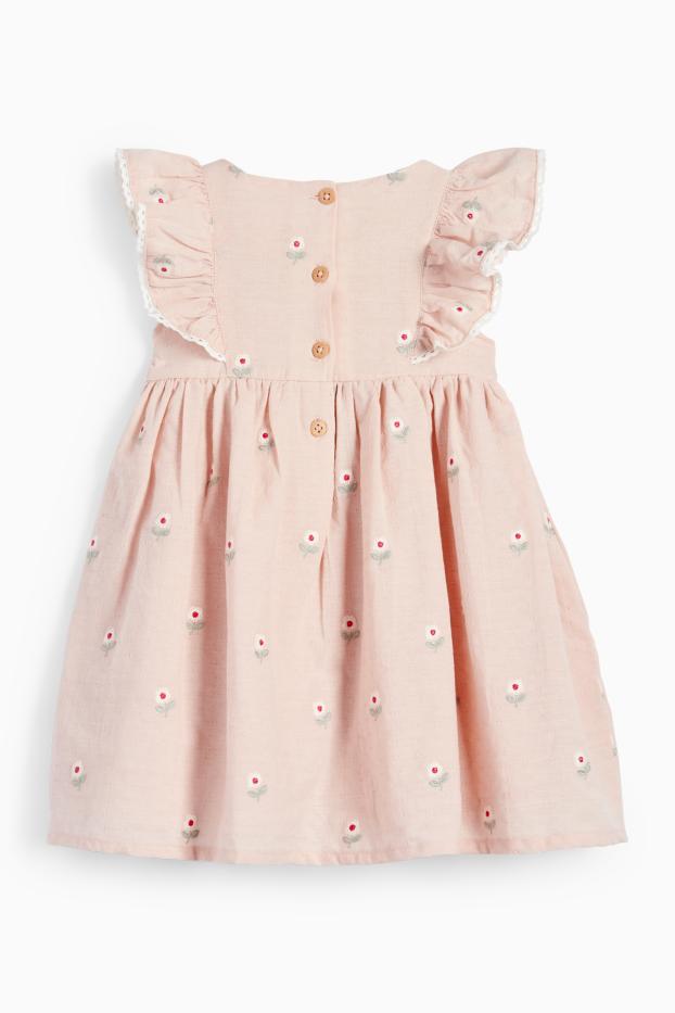 Bébés filles - Robe pour bébé - à fleurs - texturé - rose