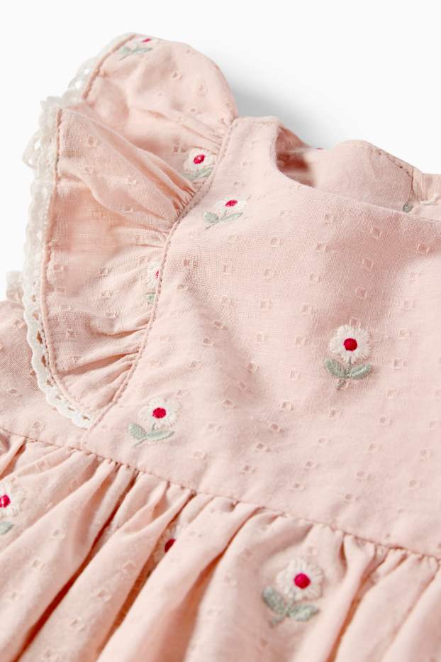 Bébés filles - Robe pour bébé - à fleurs - texturé - rose