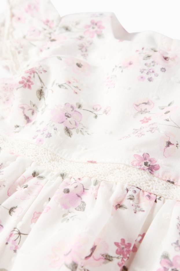 Bébés filles - Robe pour bébé - à fleurs - blanc crème