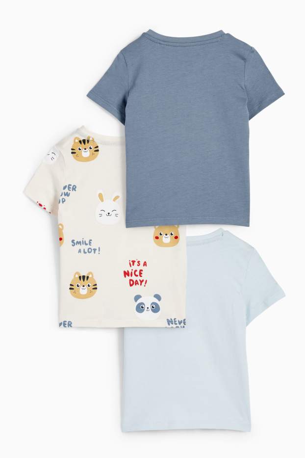 Miminka - chlapci - Multipack 3 ks - motivy zvířátek - tričko s krátkým rukávem pro miminka - světle modrá