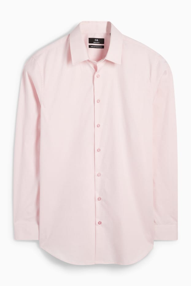 Hommes - Chemise de bureau - regular fit - col kent - facile à repasser - texturé - rose