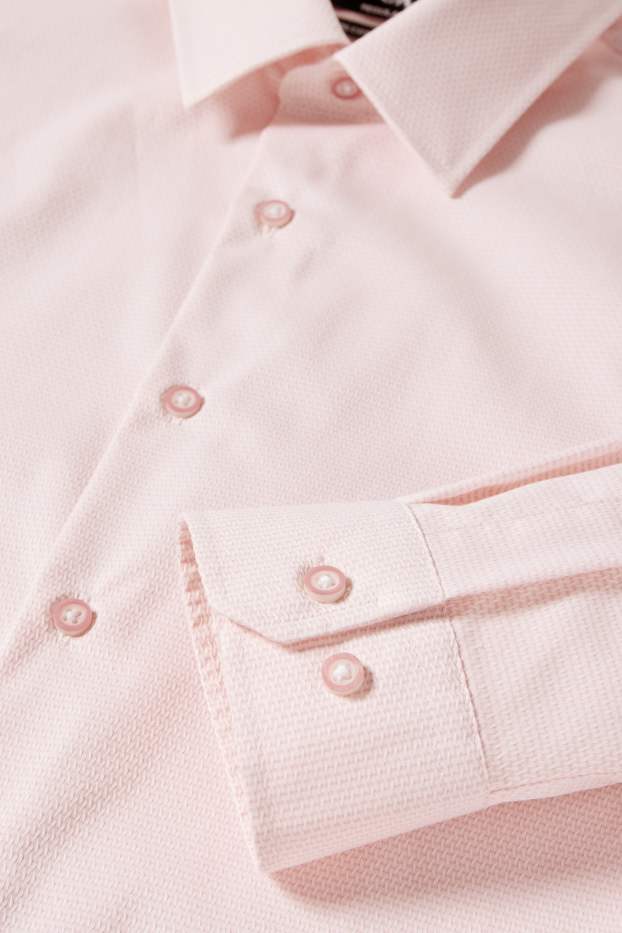 Hommes - Chemise de bureau - regular fit - col kent - facile à repasser - texturé - rose