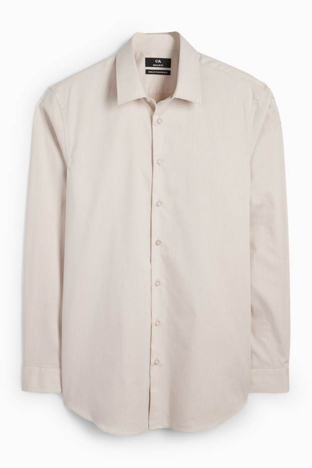 Hommes - Chemise de bureau - regular fit - col kent - facile à repasser - texturé - beige clair