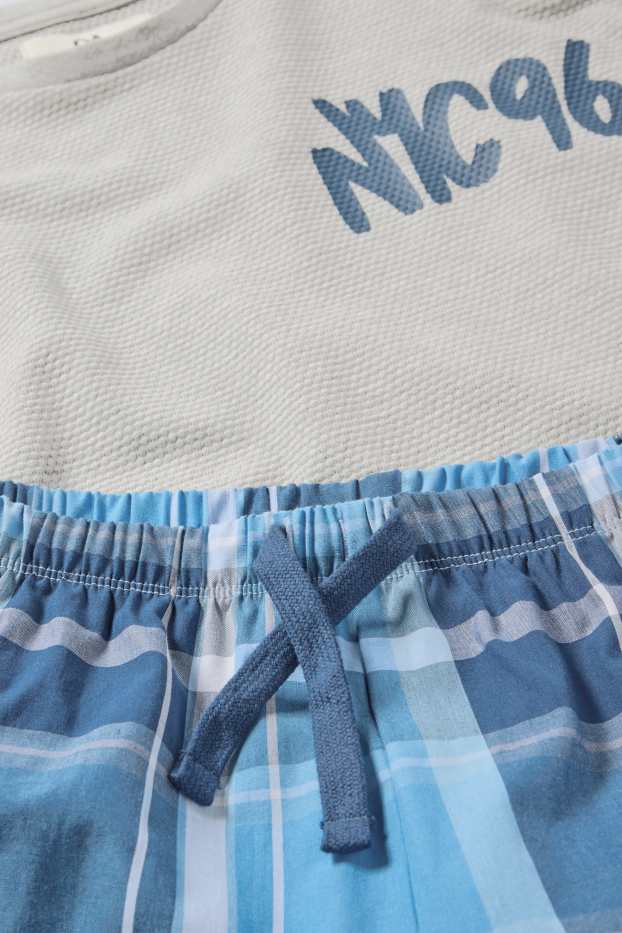 Kinderen: jongens - New York - shortama - 2-delig - grijs
