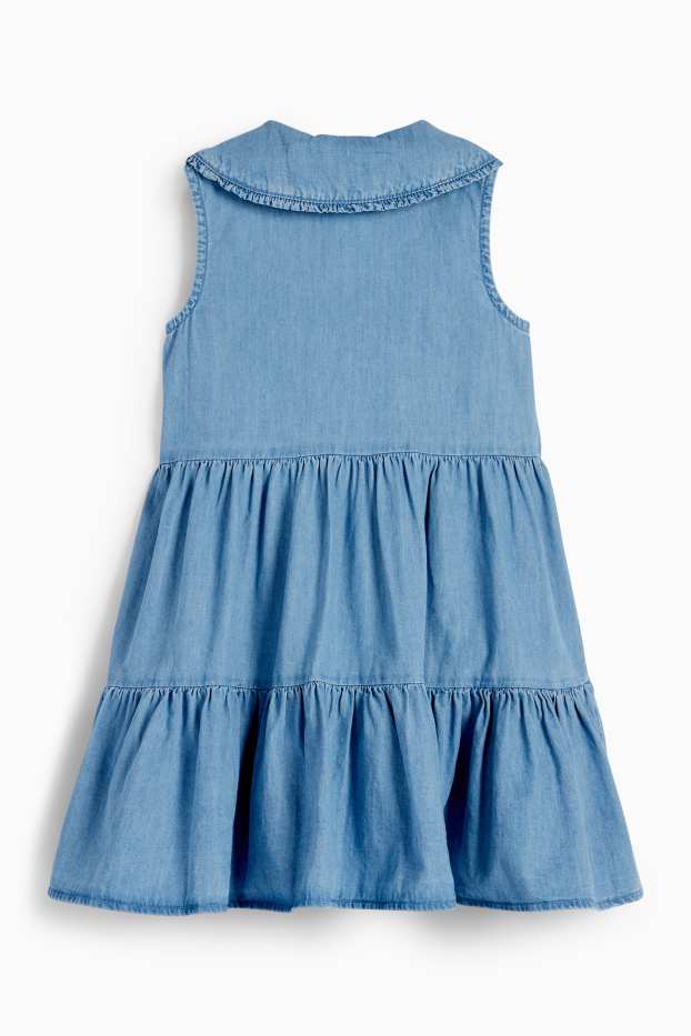Bambine - Fiore - vestito di jeans - blu