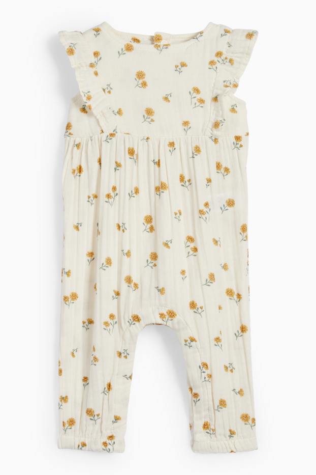 Baby Mädchen - Baby-Jumpsuit - geblümt - cremeweiss