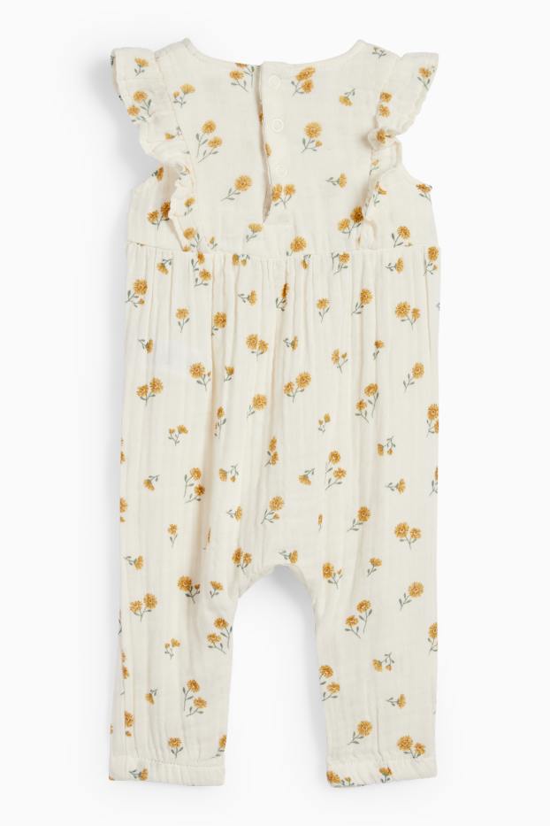 Baby Mädchen - Baby-Jumpsuit - geblümt - cremeweiss