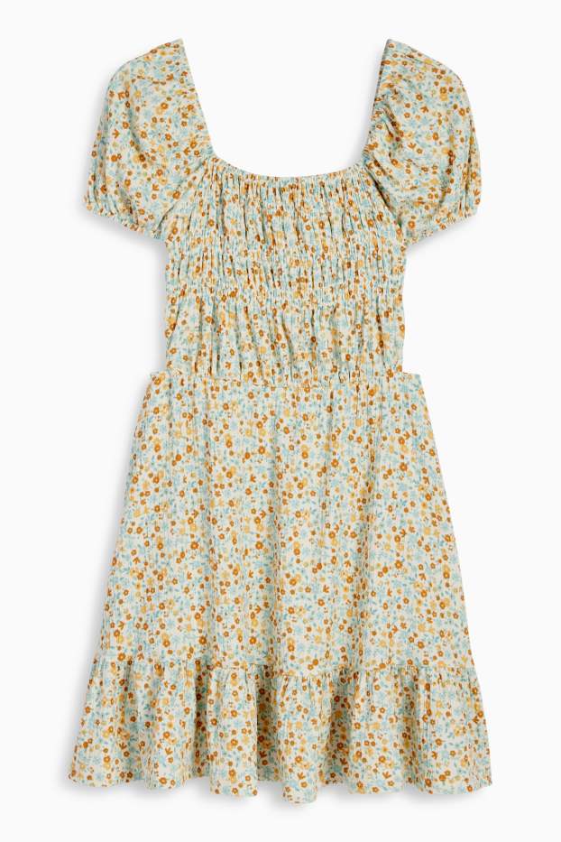 Nena - Vestit - de flors - texturat - taronja/verd