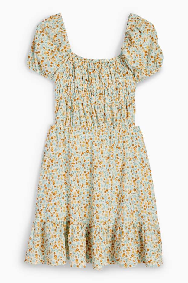 Nena - Vestit - de flors - texturat - taronja/verd